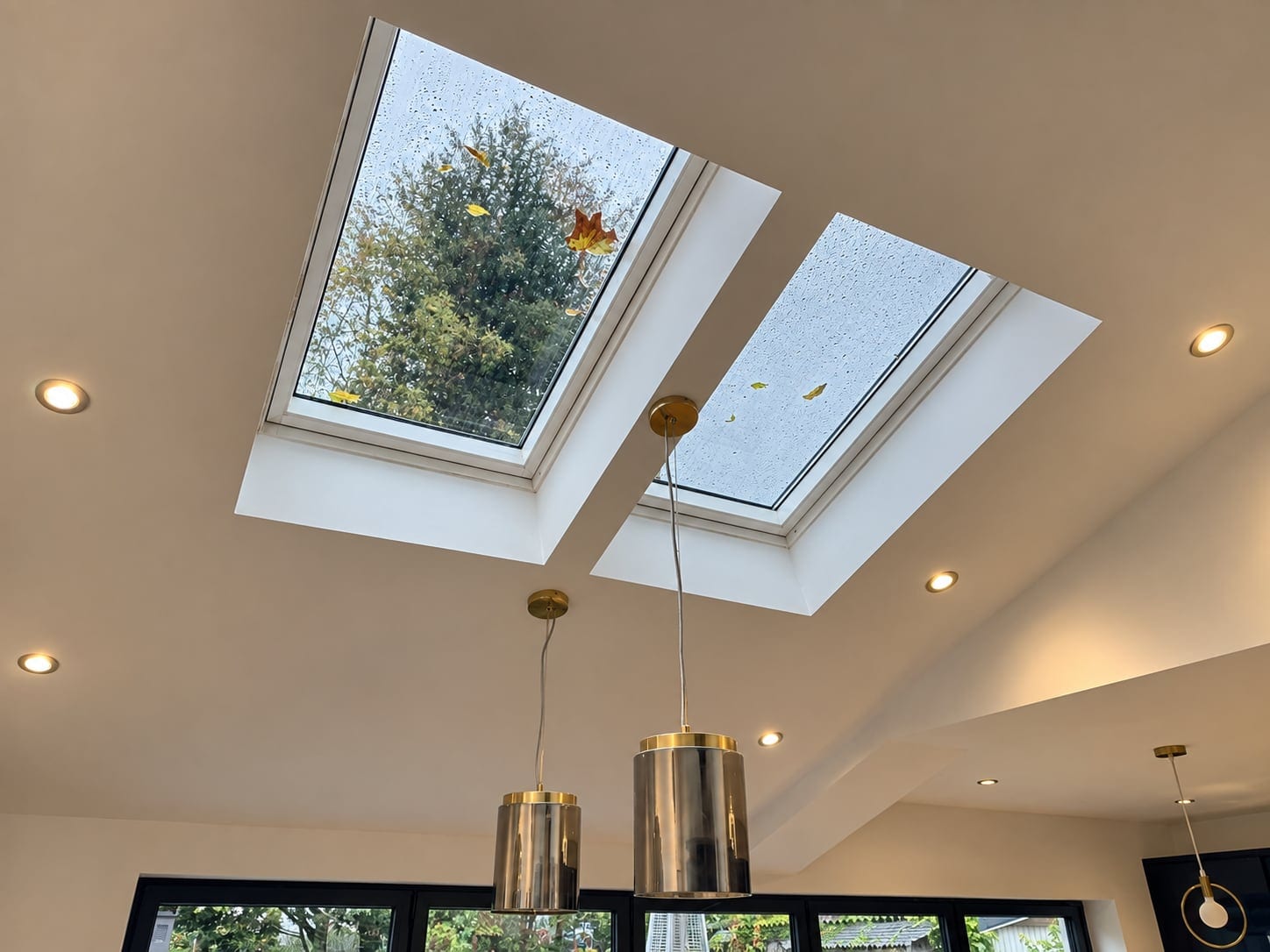 Rooflights over the kitchen and dining space