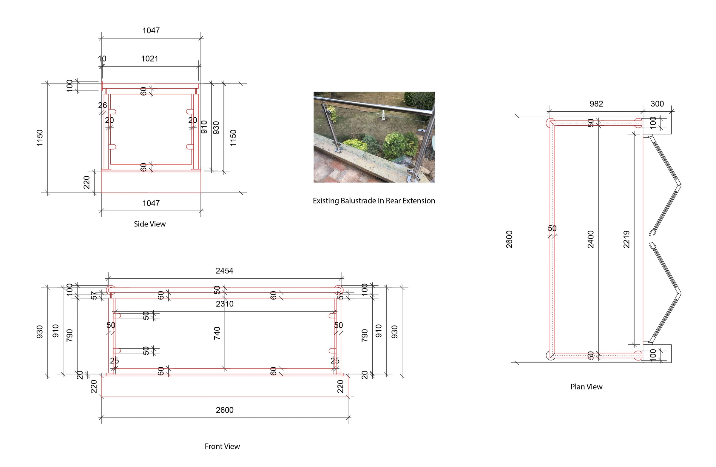 Steel and glass balustrade details