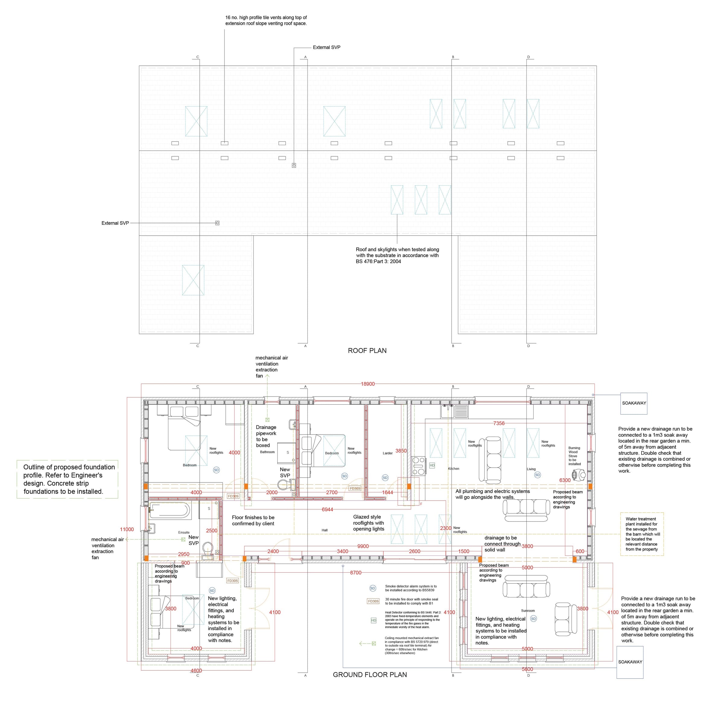 Technical ground floor plan of the conversion