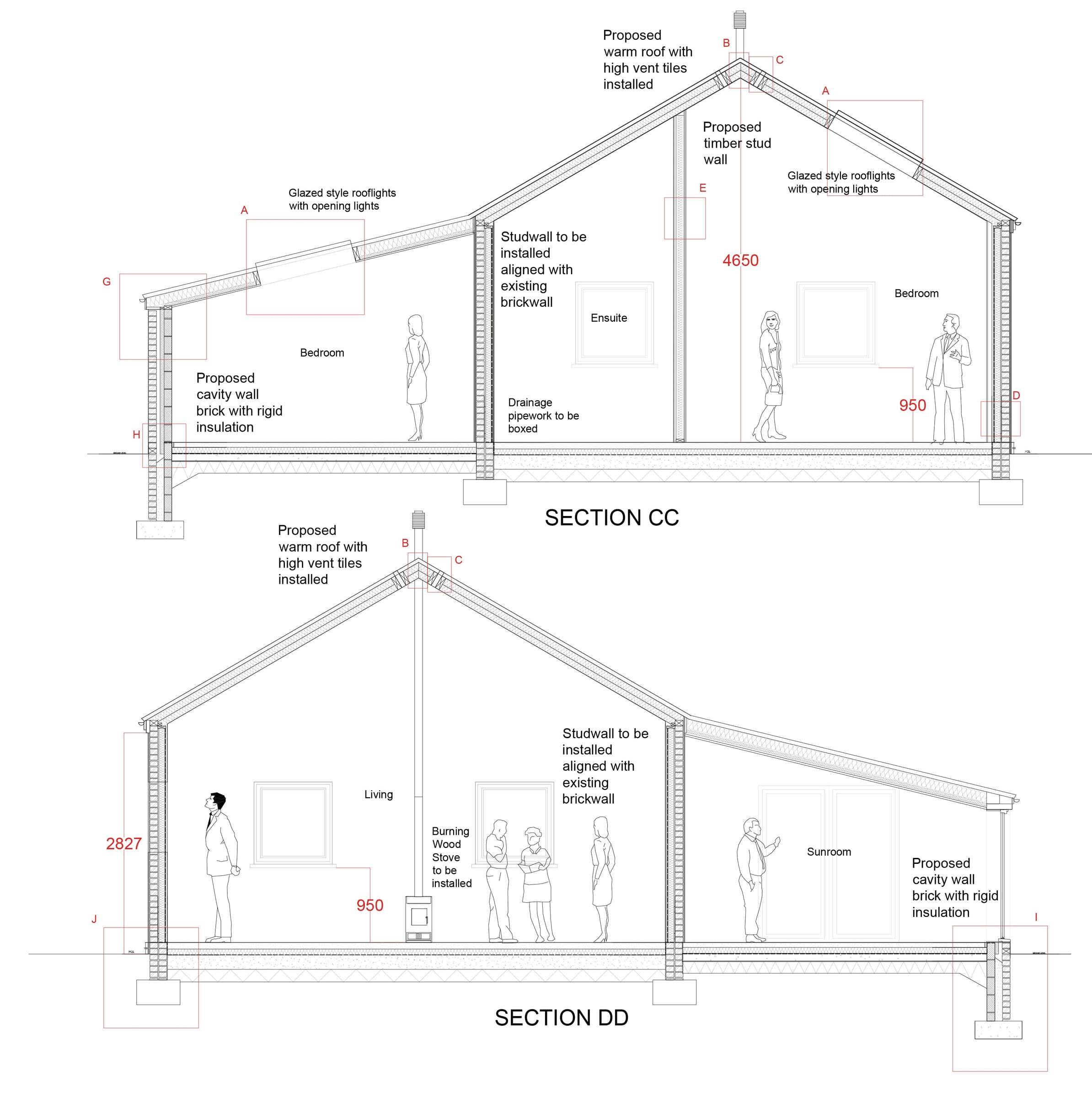 Technical sections CC and DD