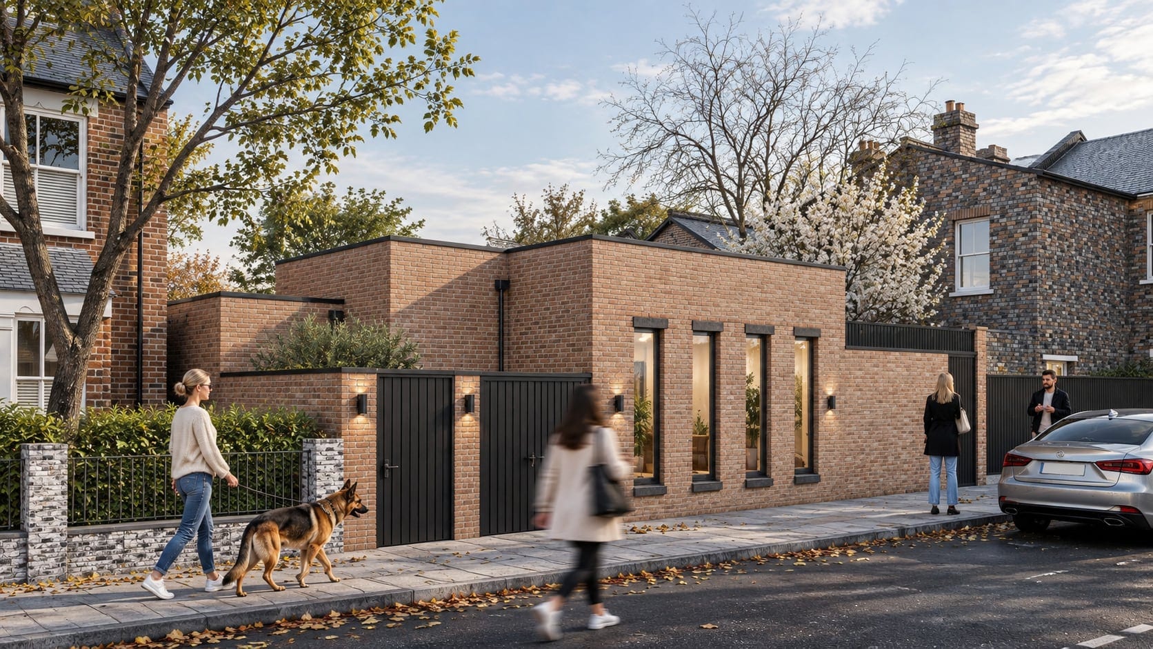 Street render of the new dwelling between its neighbours