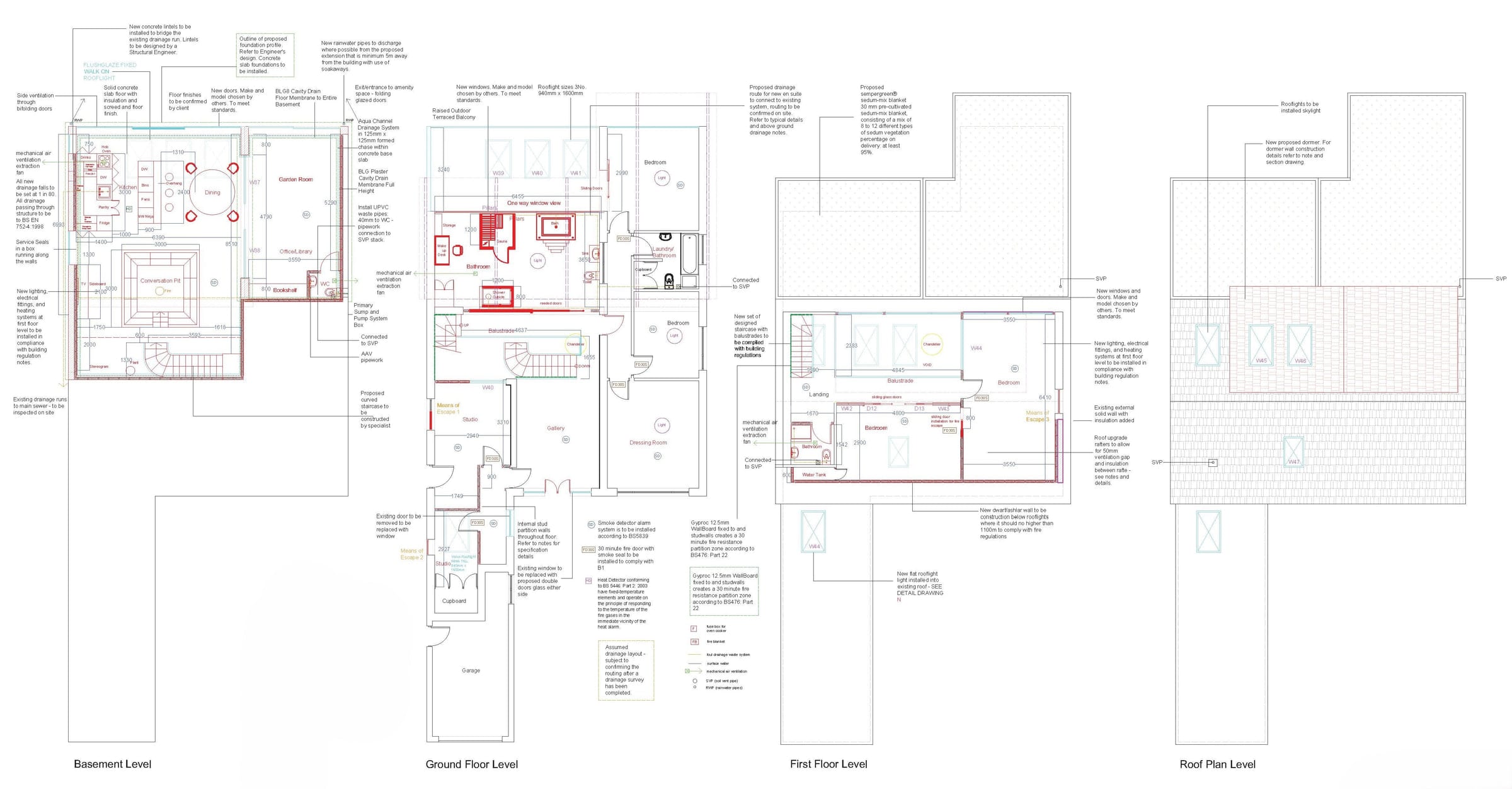 Proposed floor plans, Building Regulations issue
