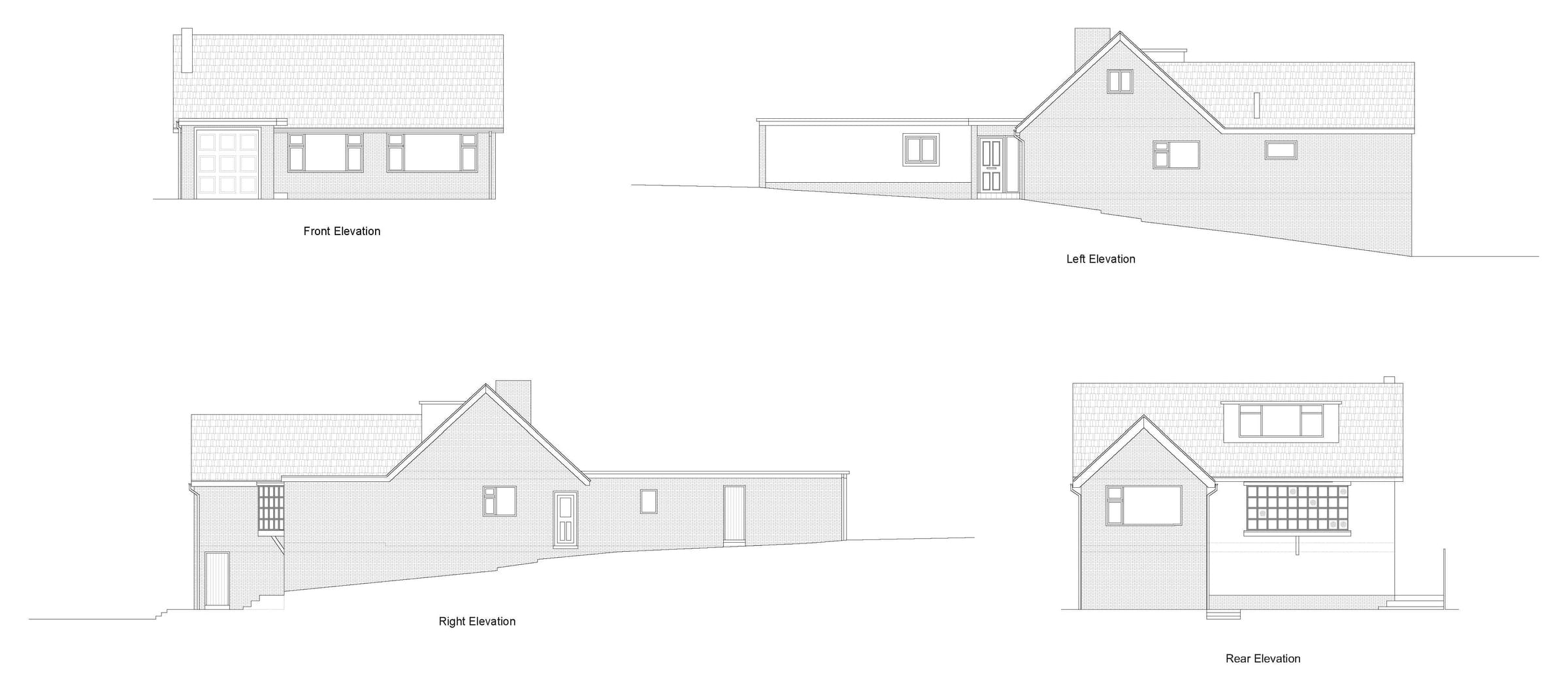 Existing elevations of the bungalow