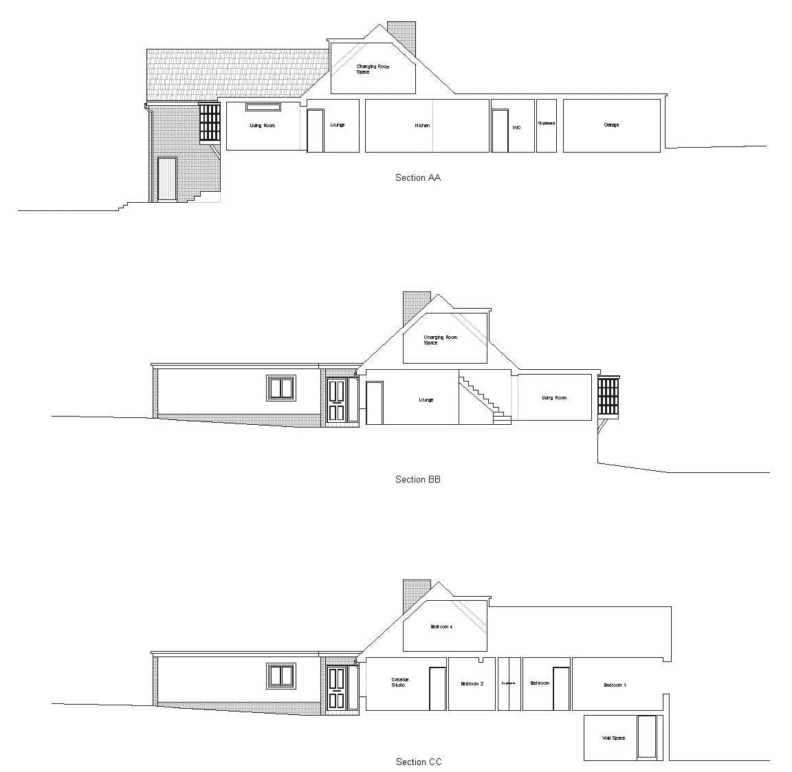 Existing sections of the bungalow