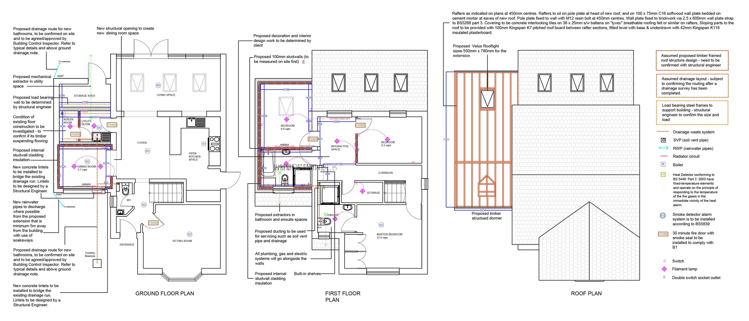 Proposed plans showing the extension and internal alterations