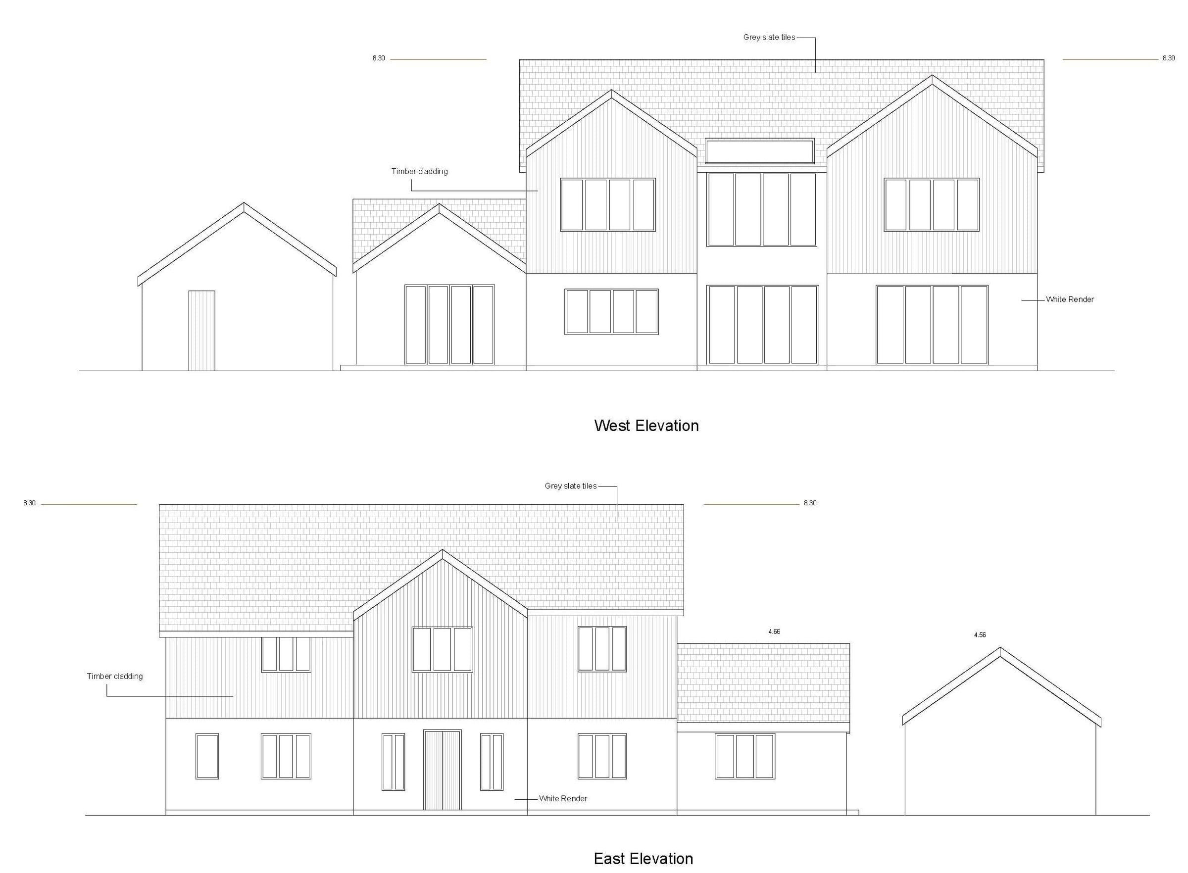 Amended east and west elevations