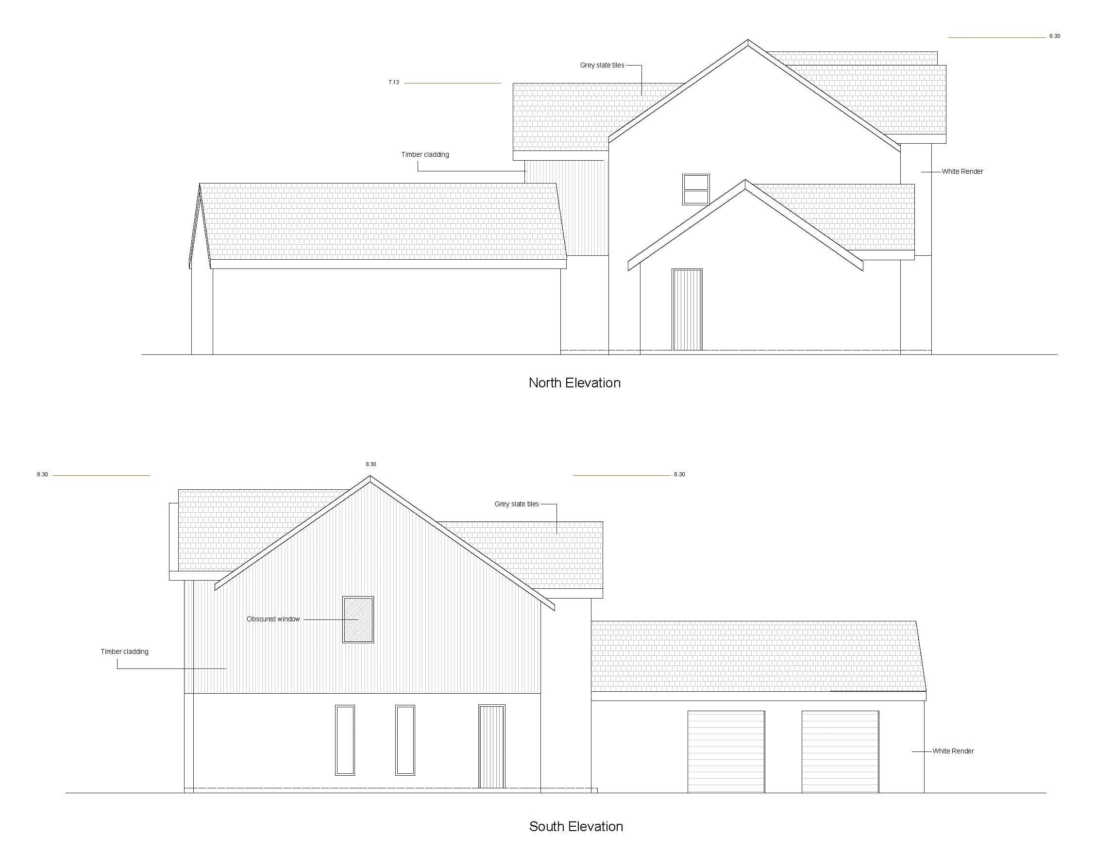 Amended north and south elevations