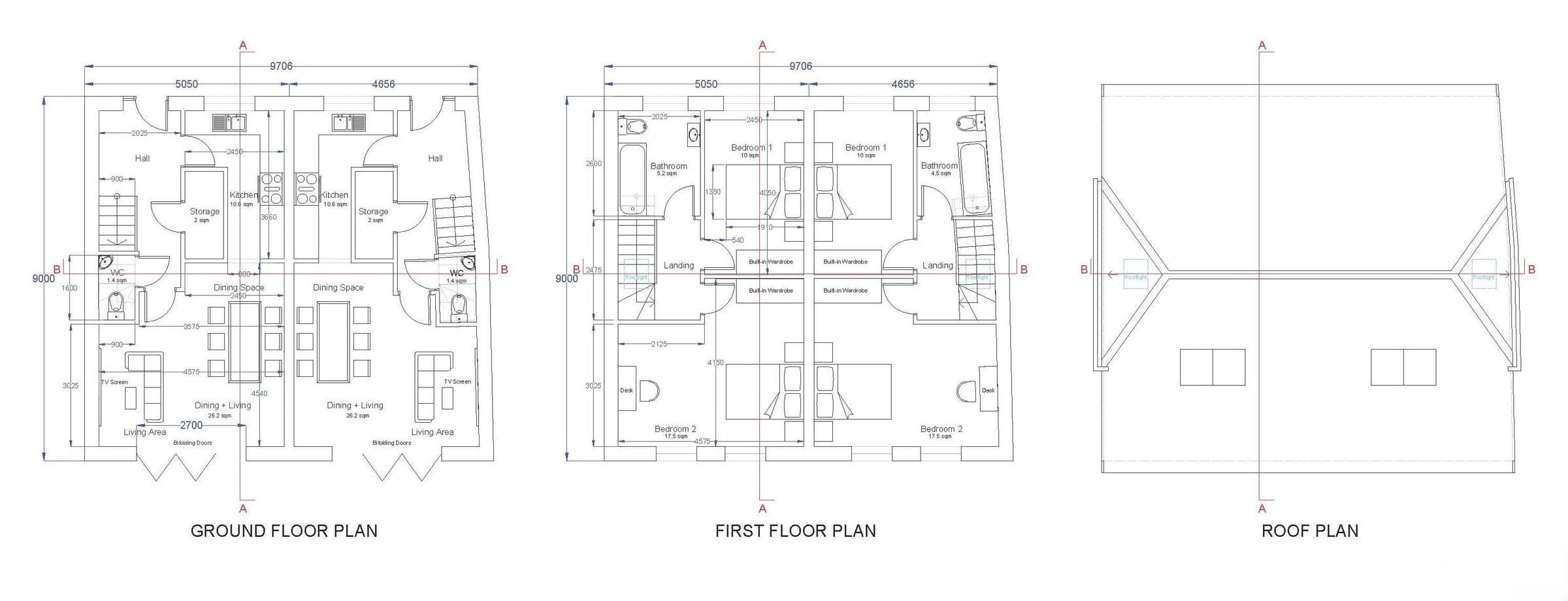 Proposed floor plans of both homes