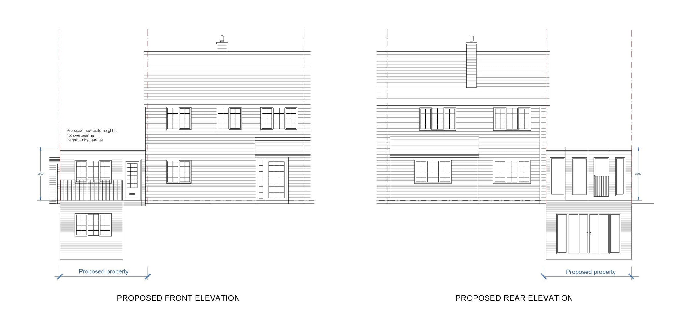 Proposed front and rear elevations