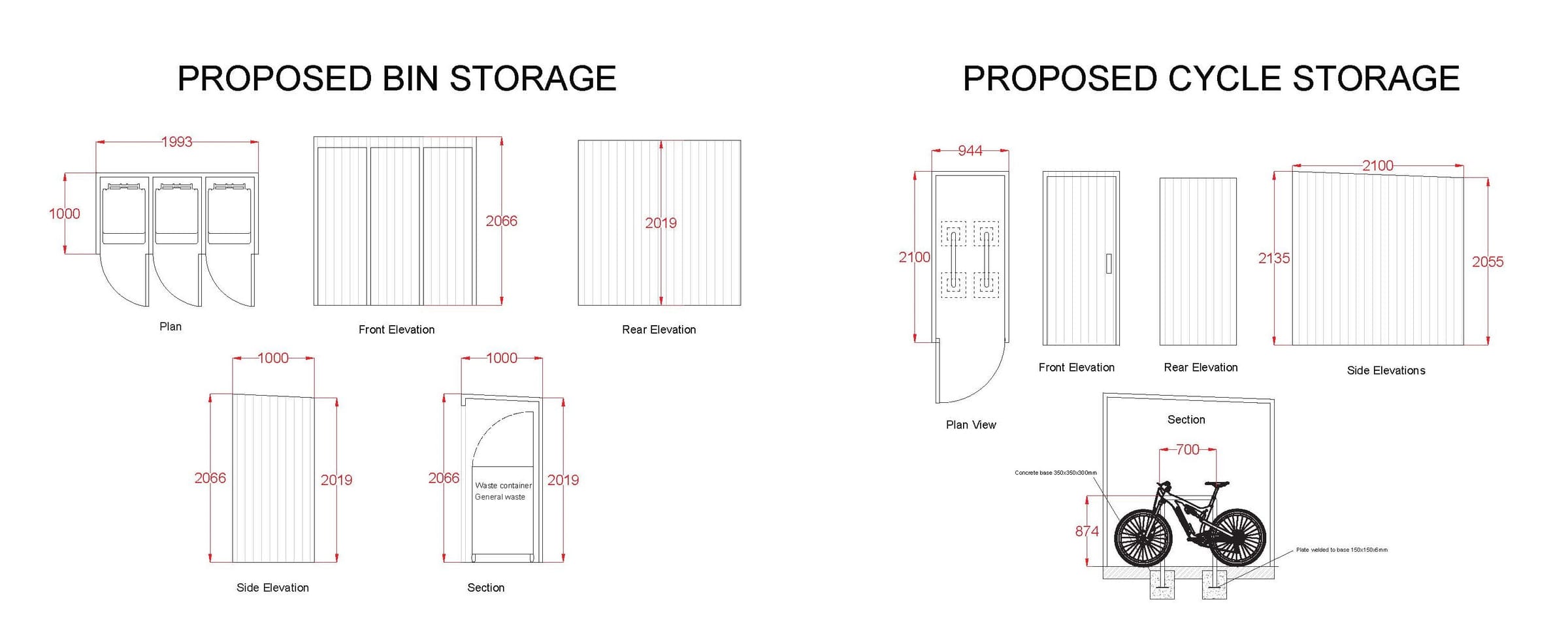 Bin and cycle storage details