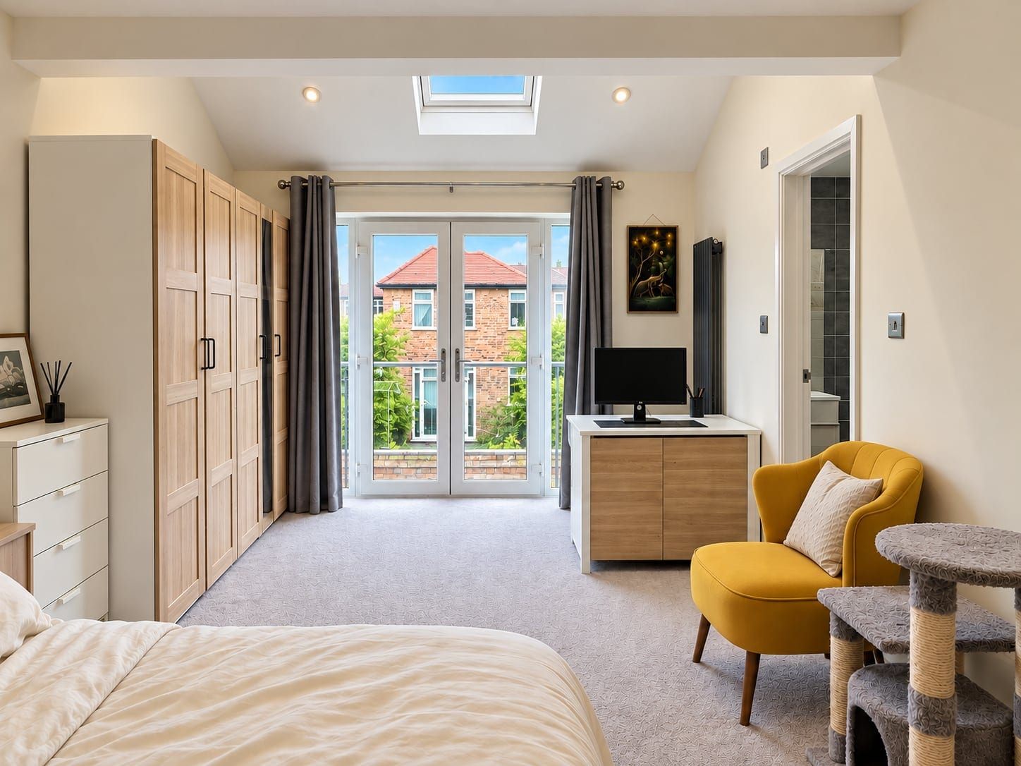 Bedroom with French doors to the Juliet balcony
