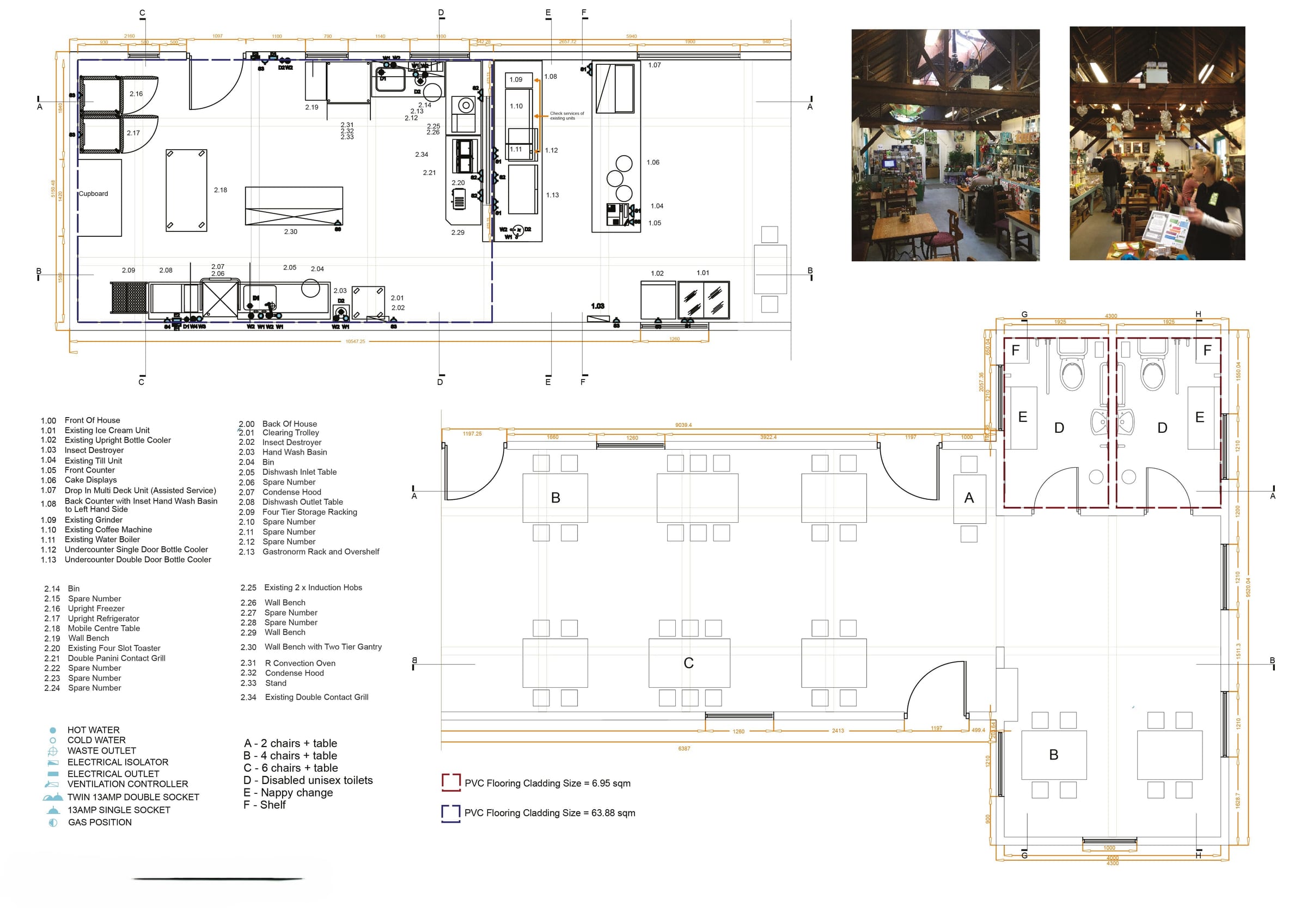 Café floor plan with seating layout