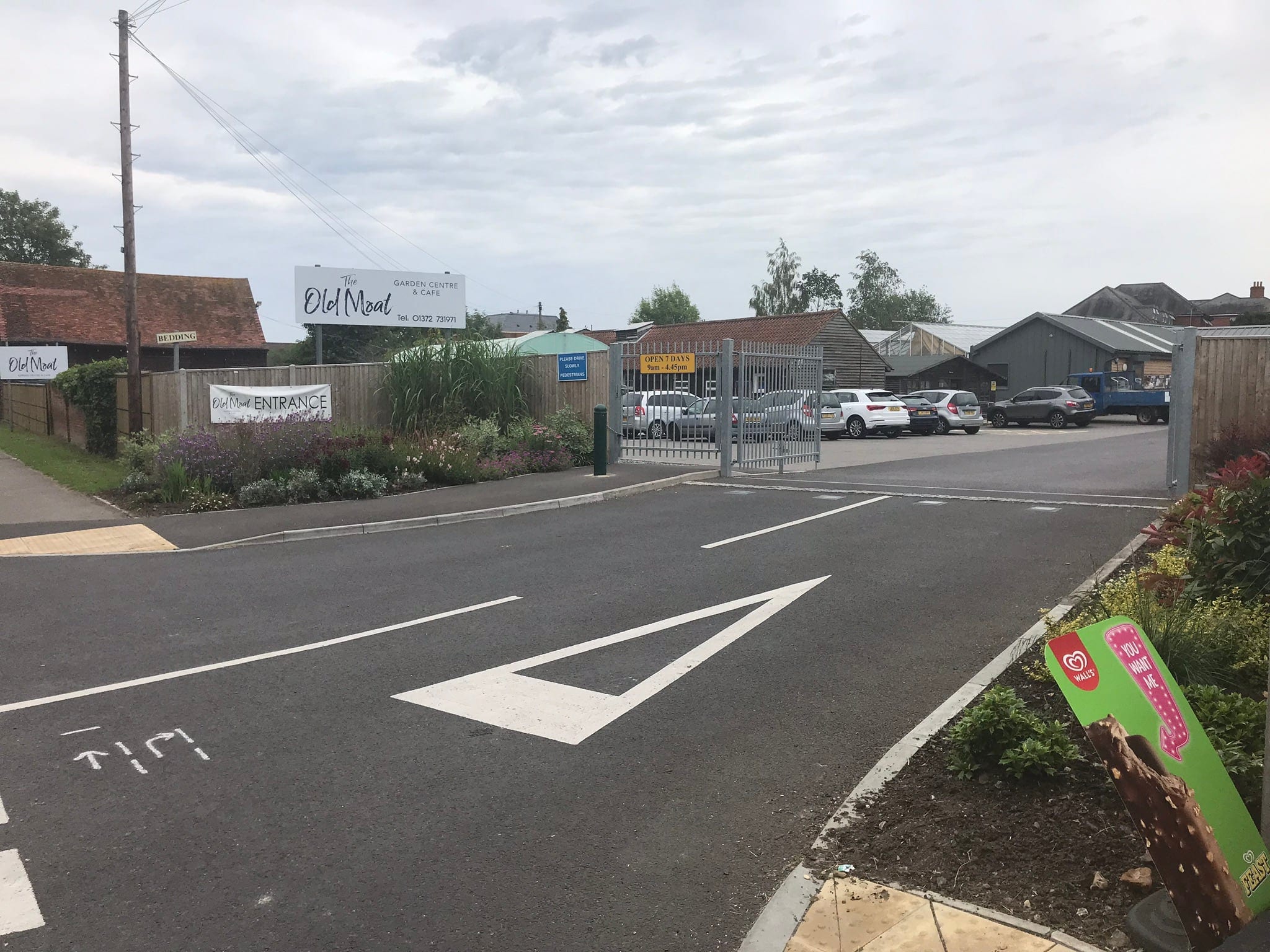 Entrance road and car park