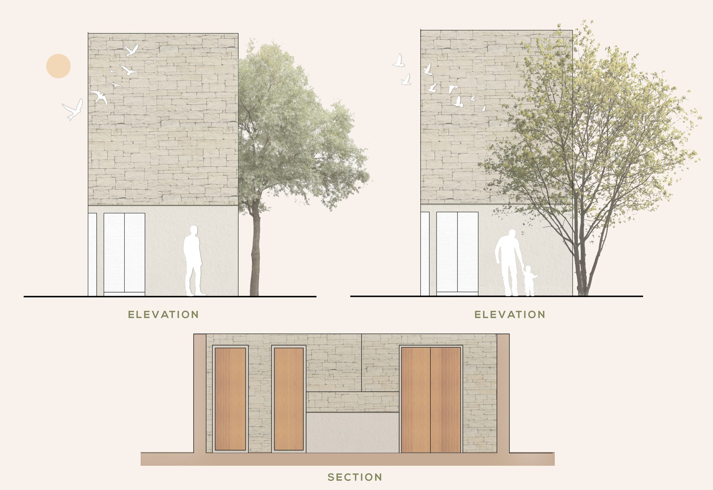 Further elevations and a section