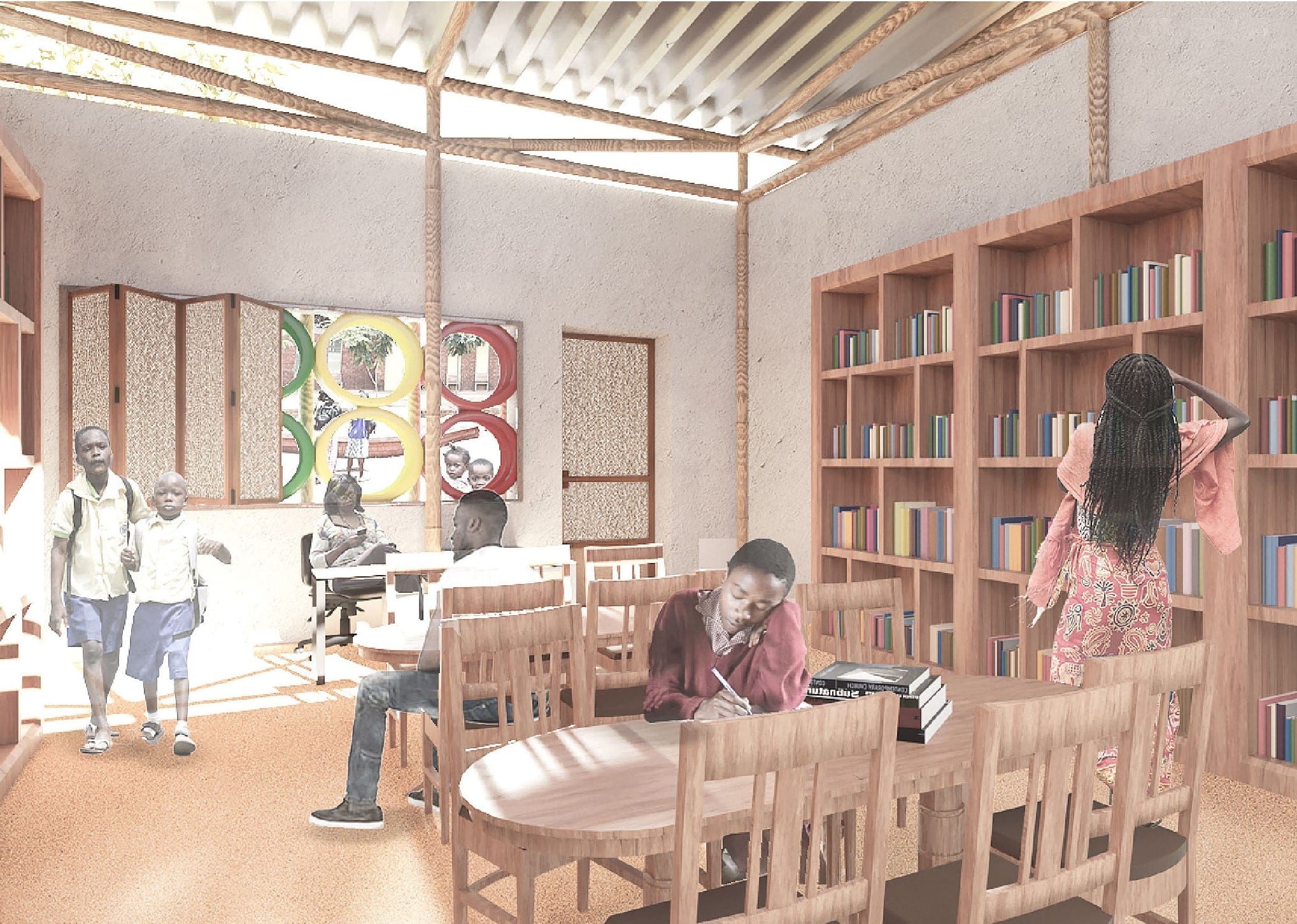 Interior render of the library