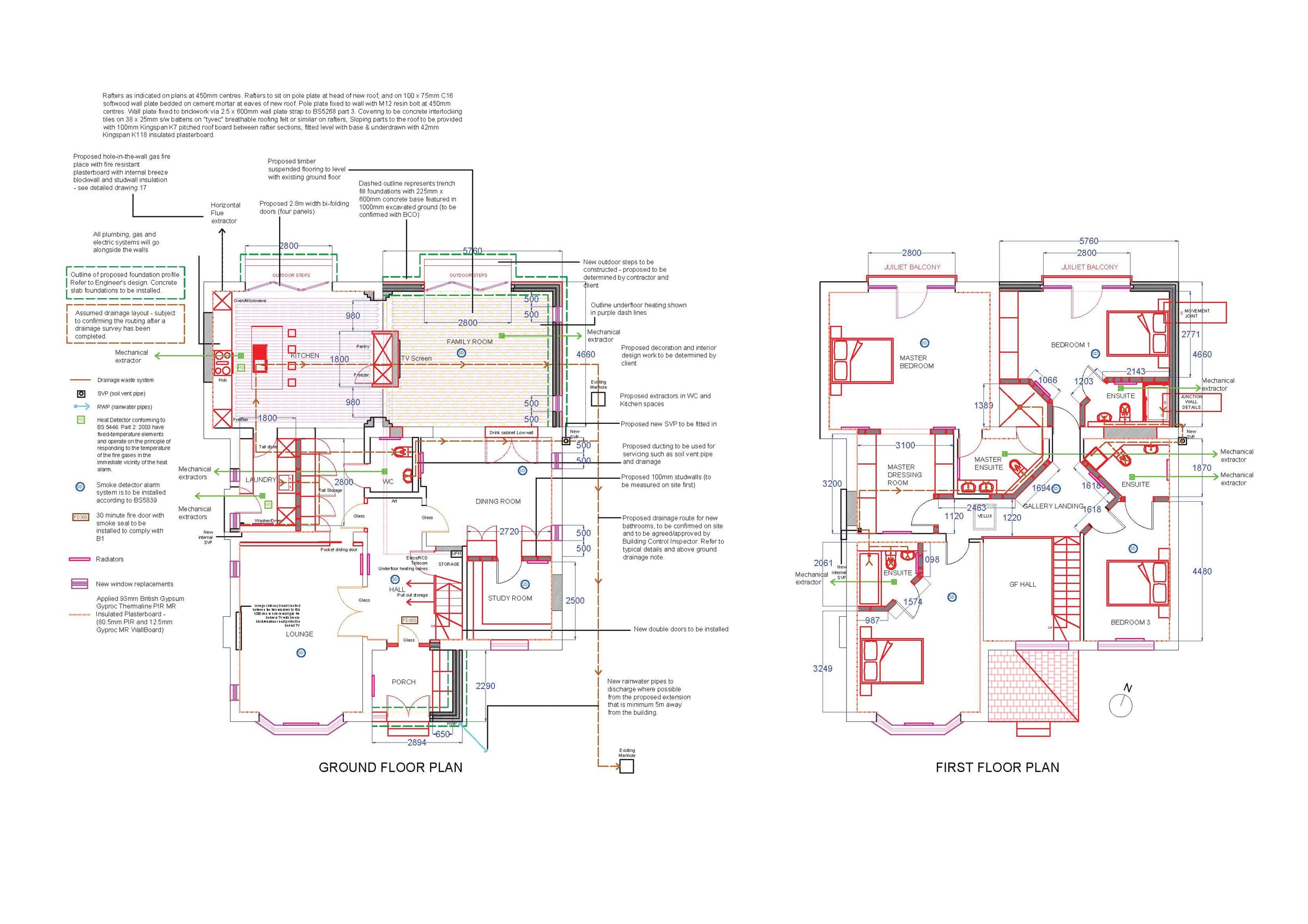 Proposed ground and first floor plans