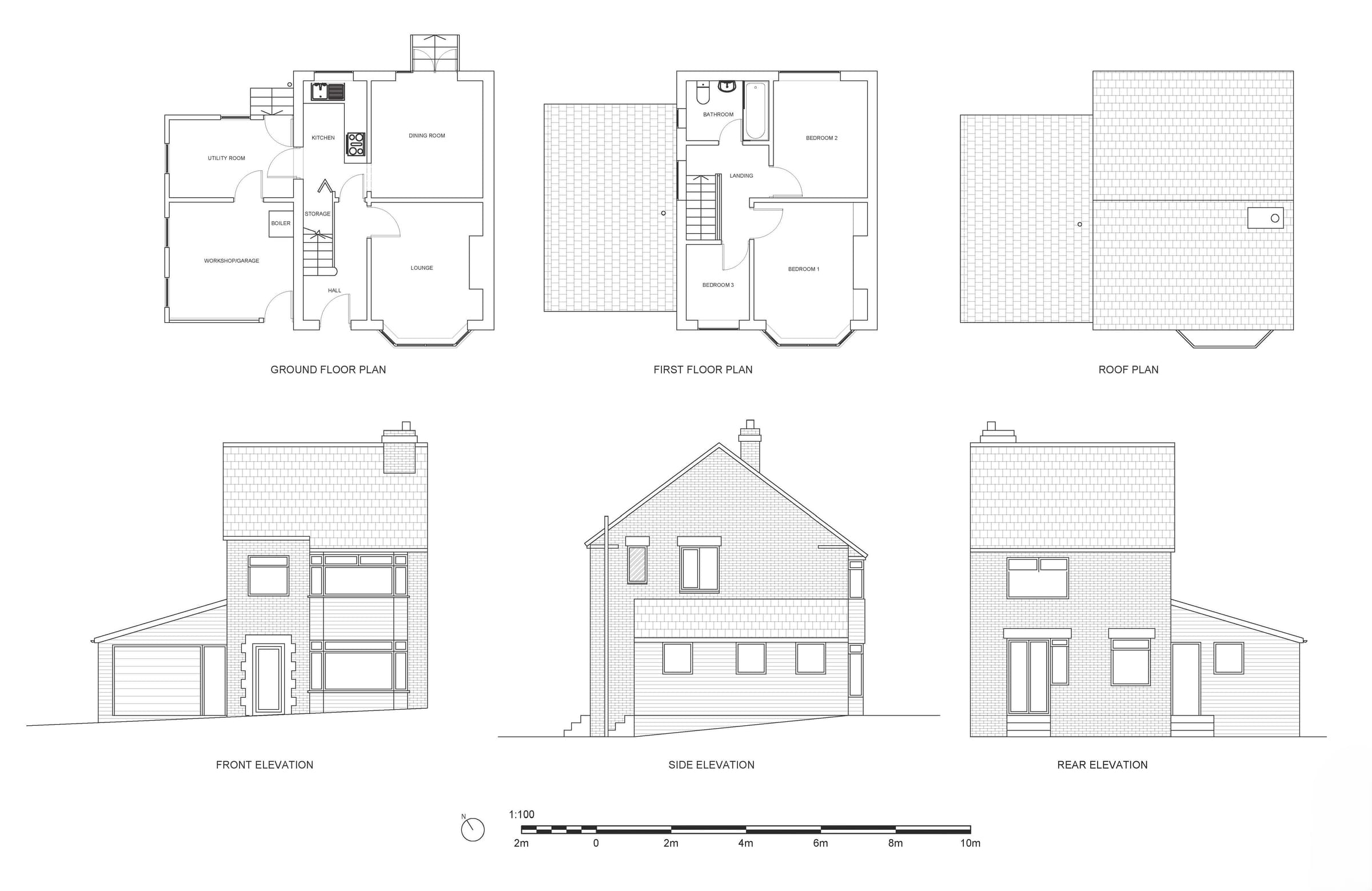Plans and elevations of the extension