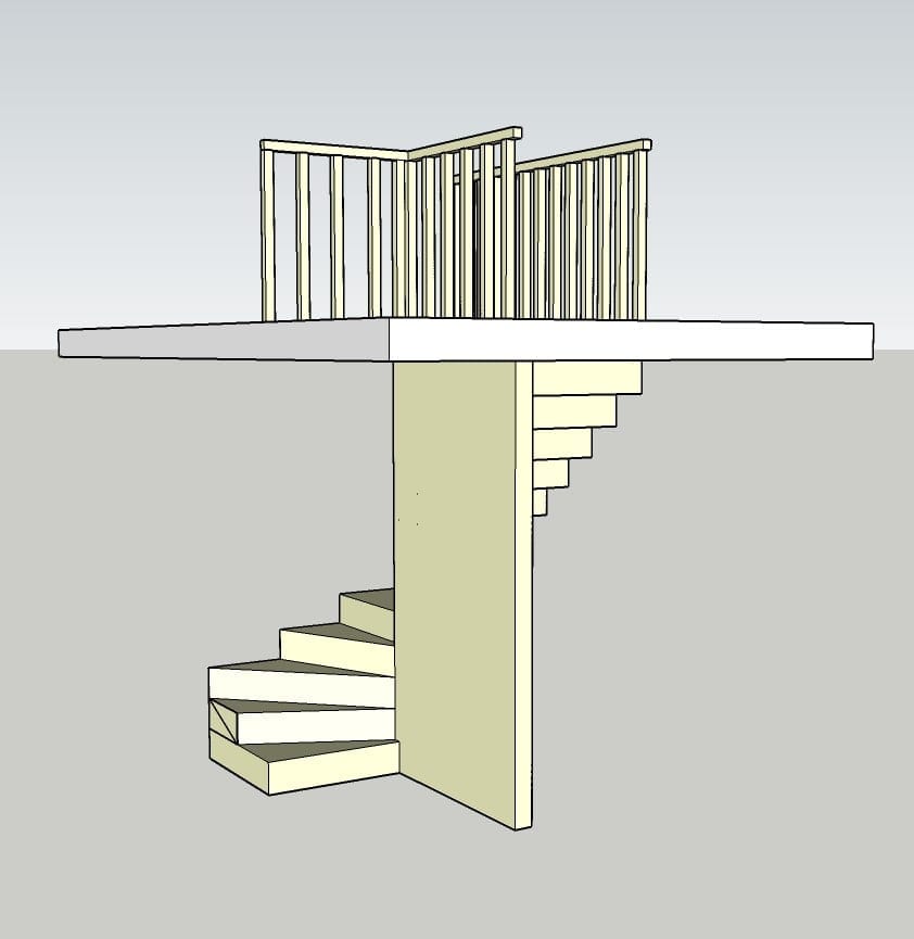3D study of the new staircase