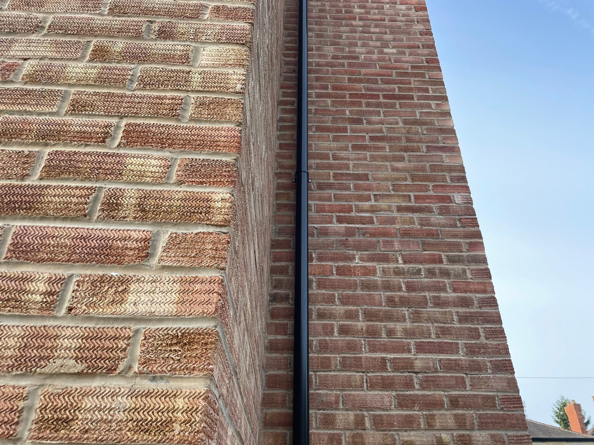 Close view of the brickwork junction