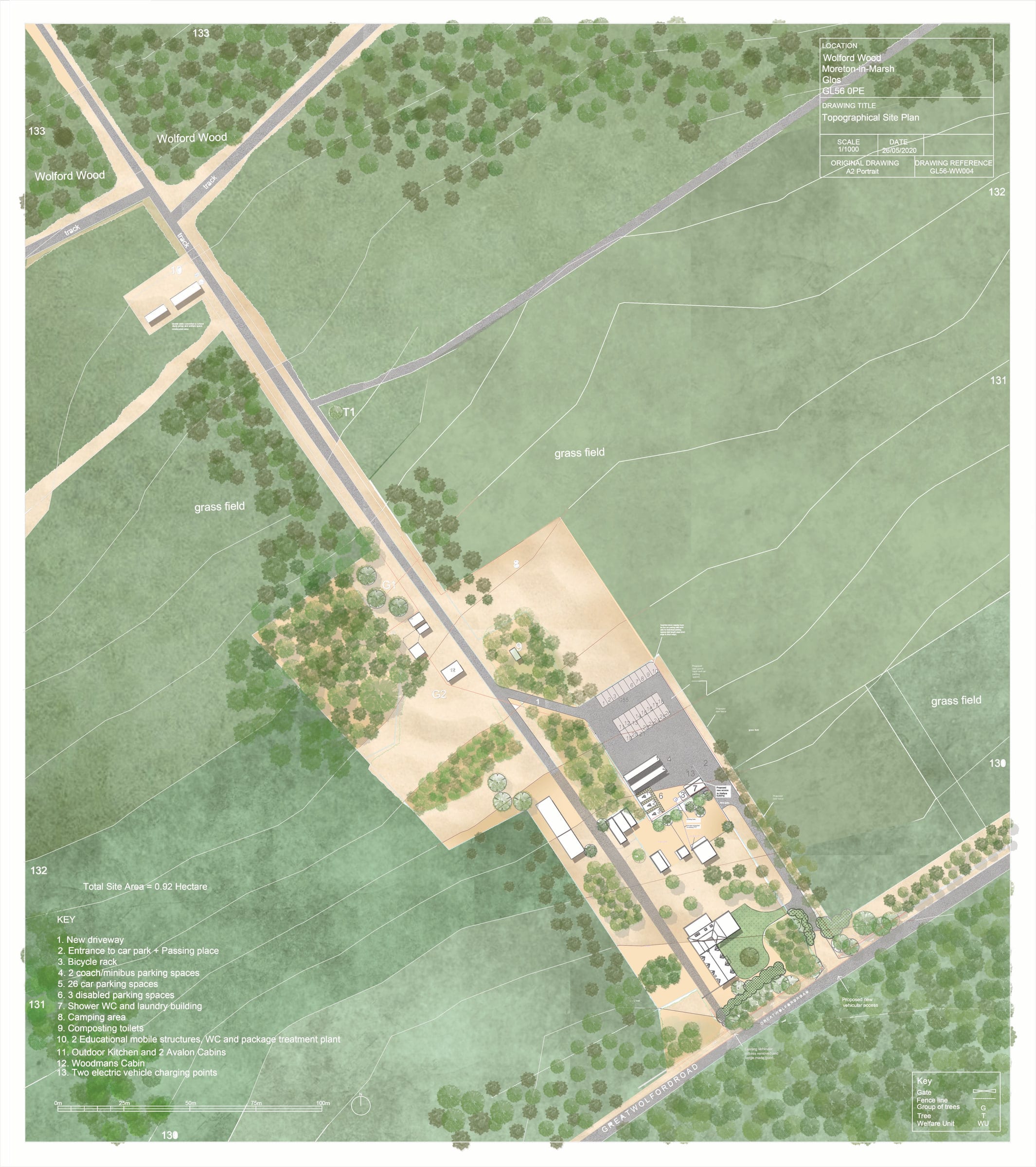 Illustrated masterplan of the woodland site